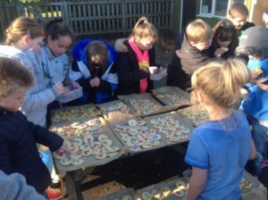 4R Busy selling their Spotty biscuits for Pudsey's Piggybank!